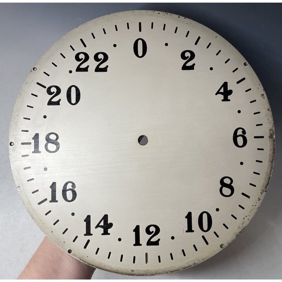 LARGE 10.5" Antique Vintage Enamel Brass Military Time Navy Nautical Clock Face - Picture 11 of 11